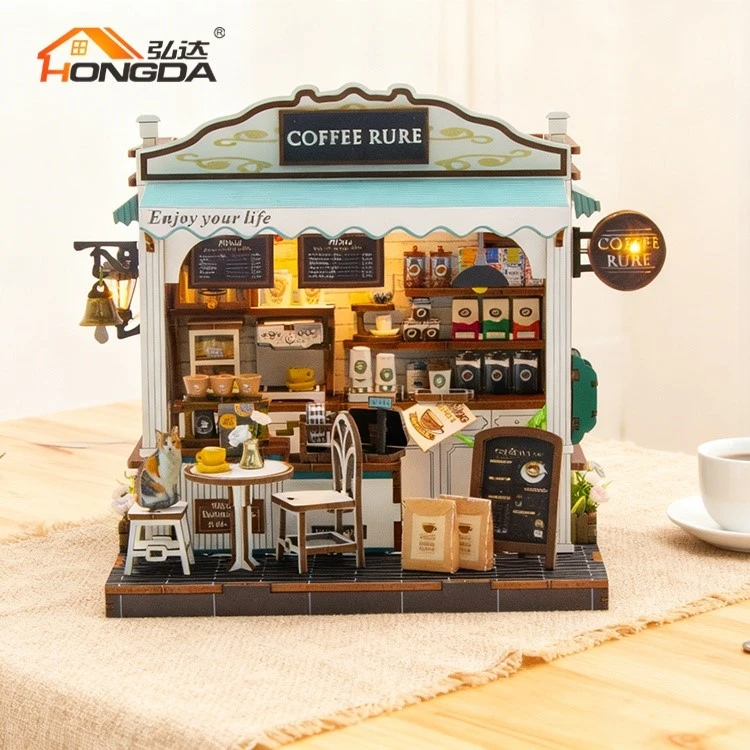 Kit Rumah Boneka Kayu Tema Kopi Diy