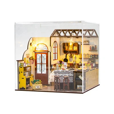 Tema Dapur Diy Doll House Kit dengan penutup debu